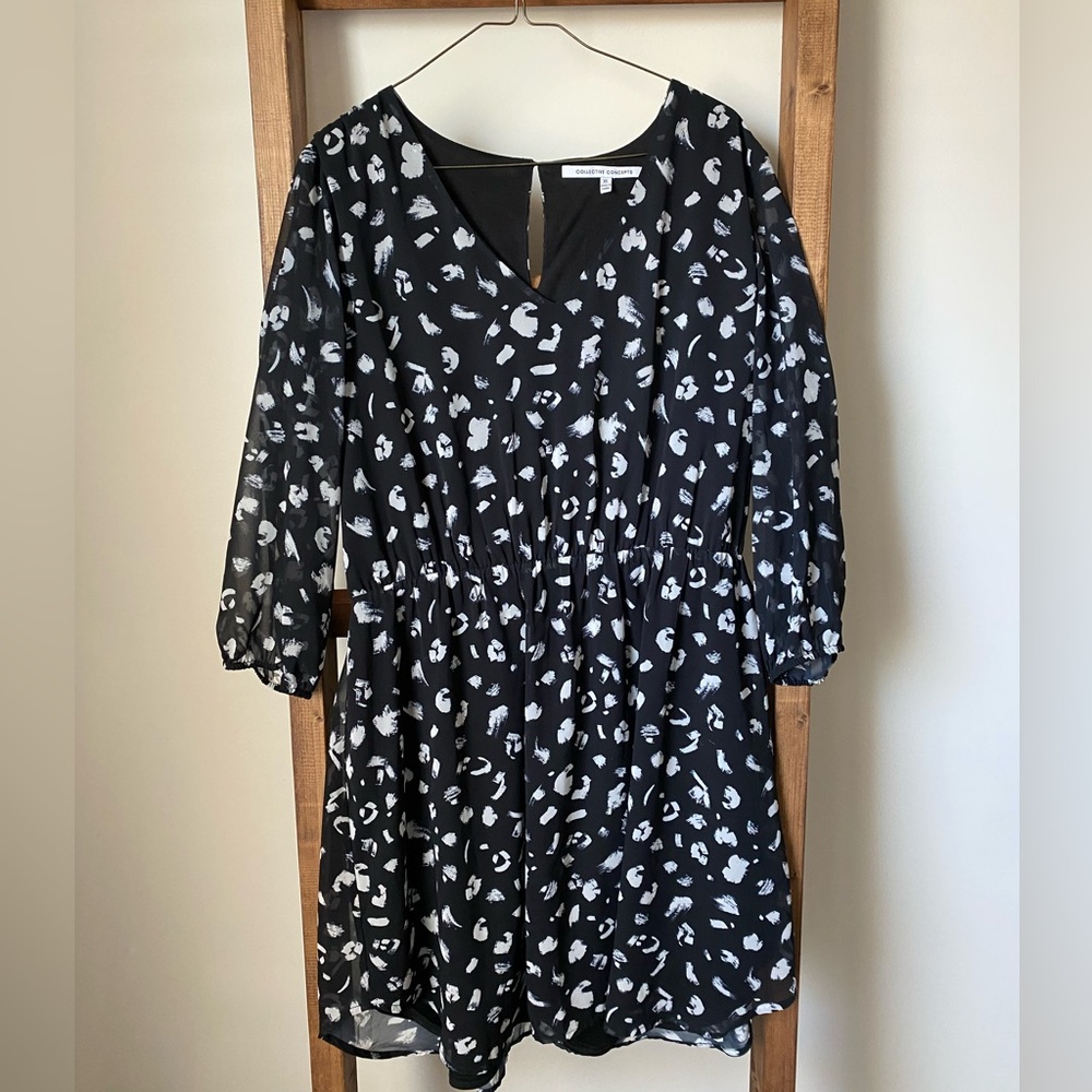 Collective Concepts Black Dress with White Accents